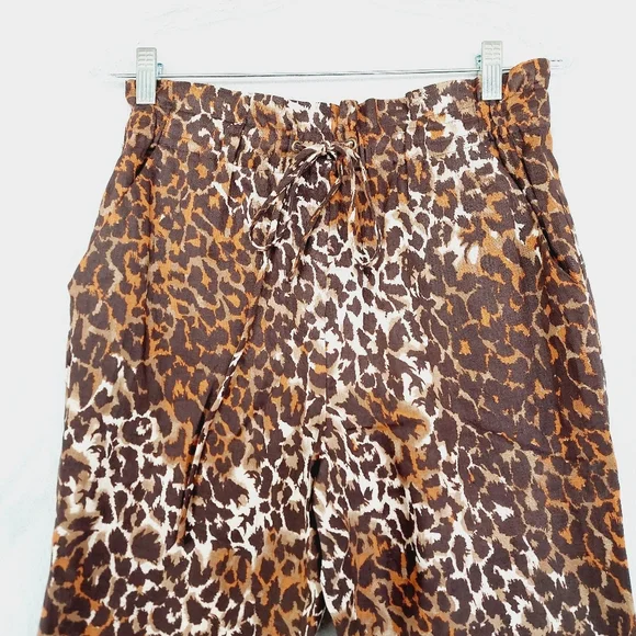 New Veronica Beard Oksana Linen Leopard Pant in Brown Multi P3613 - Picture 4 of 9